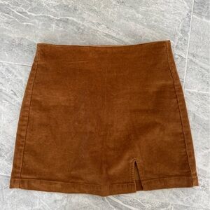 Suede/ribbed mini skirt